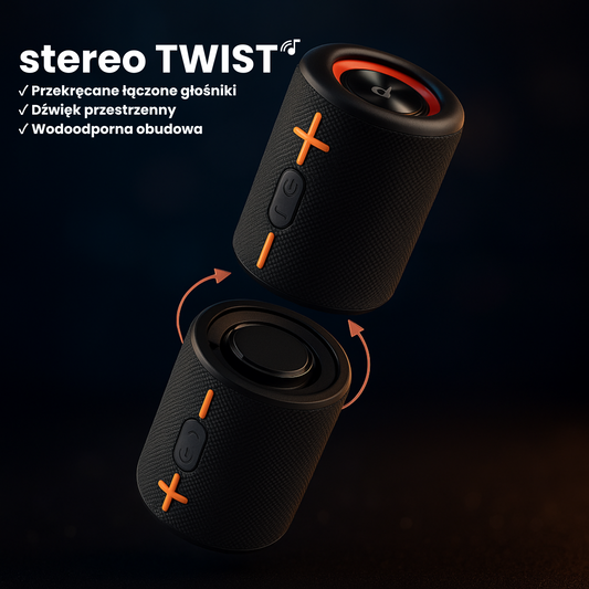 BASSIA™ STEREO TWIST - Głośniki Bluetooth 2w1 | Skręcane Połączenie | Dźwięk Stereo